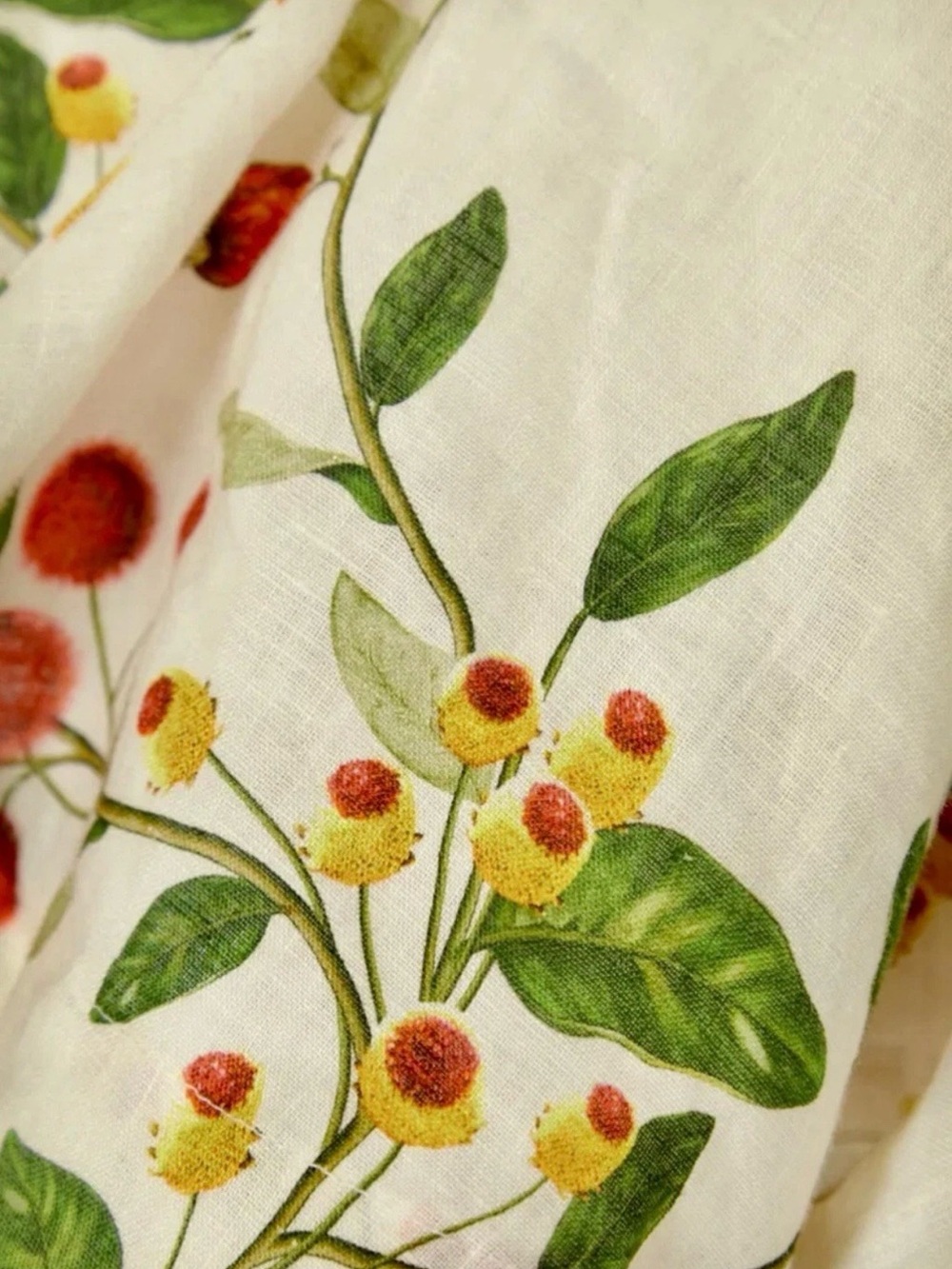 Agua Bendita Cream Floral Strapless Mini Dress with Red & Green - Picture 4 of 7